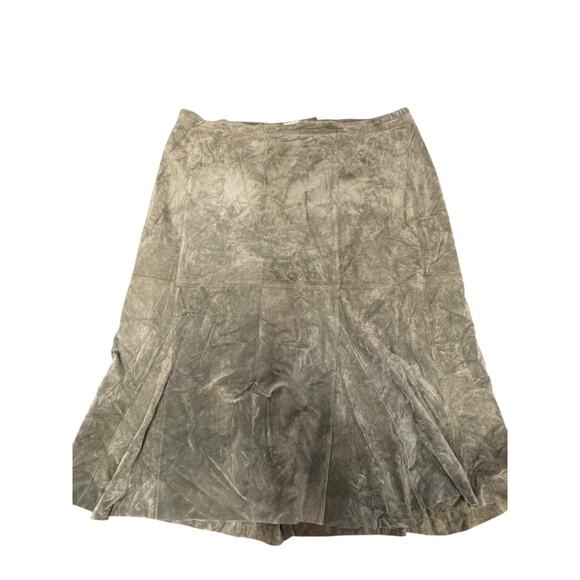 Vintage G.J.Hook Suede Leather Skirt Green 26W Button Zip Closure - Picture 2 of 10